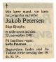 Jacob Christian Petersen [I00008] død og begravelse - Avis annonce.